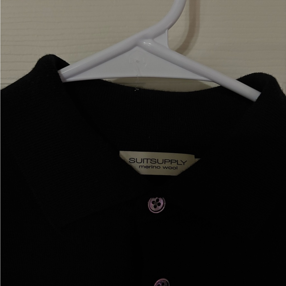 Suitsupply Black Merino Wool Polo